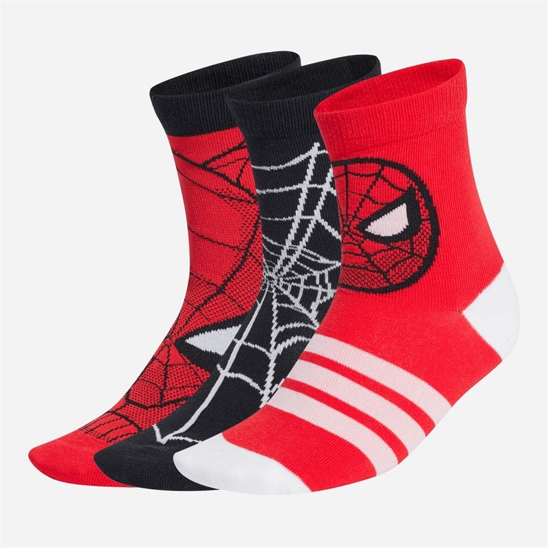 adidas Kids Marvel Spider-Man Three Pack Crew Socks Pure Ruby/Black/Pure Ruby