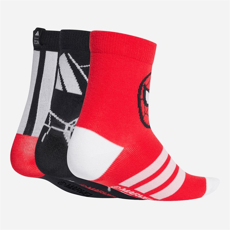 Kids Marvel Spider-Man Three Pack Crew Socks Pure Ruby/Black/Pure Ruby - Image 2