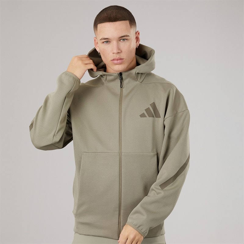 adidas Mens Z.N.E. Full Zip Hooded Track Jacket Putty Beige