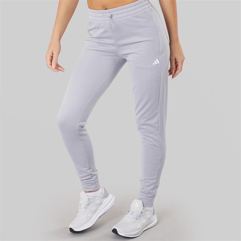adidas Womens AEROREADY Game And Go Regular Tapered Fleece Joggers Gloy Grey/White - Image 3