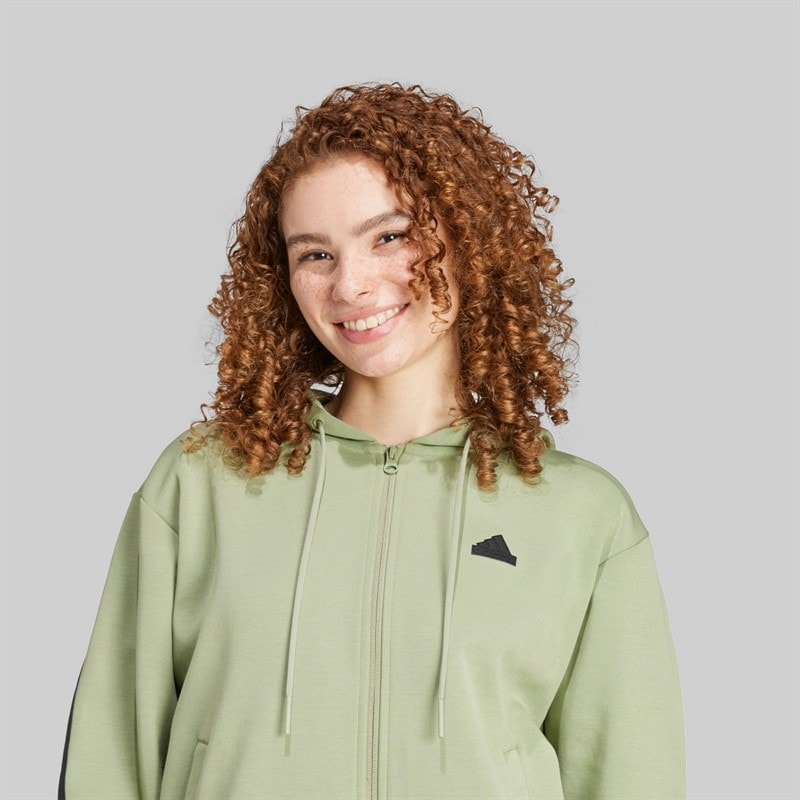 Womens Future Icons 3-Strips Full Zip Hoodie Tent Green - Image 3