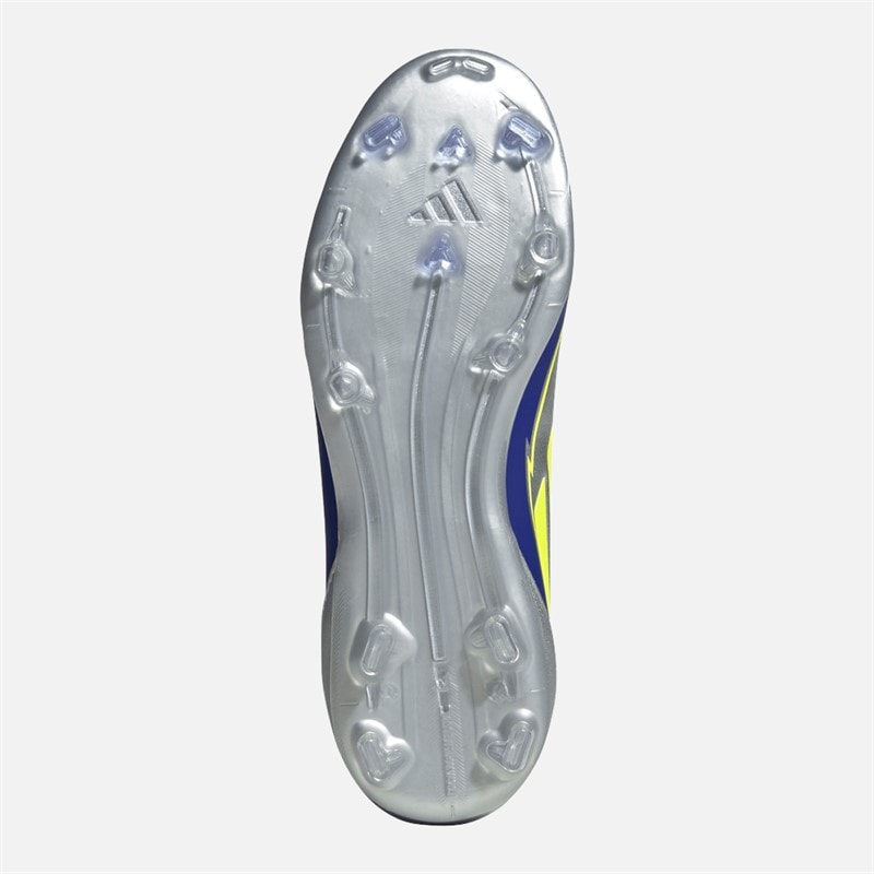 Junior F50 League Messi FG/MG Firm/multi Ground Football Boots Silver Metallic/Solar Yellow/Lucid Blue - Image 2