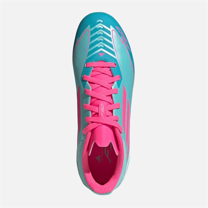 Junior F50 League Messi FG/MG Firm/multi Ground Football Boots Flash Aqua/Lucid Pink/Lucid Cyan - Image 3