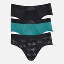 Mens Three Pack Briefs Black/Green