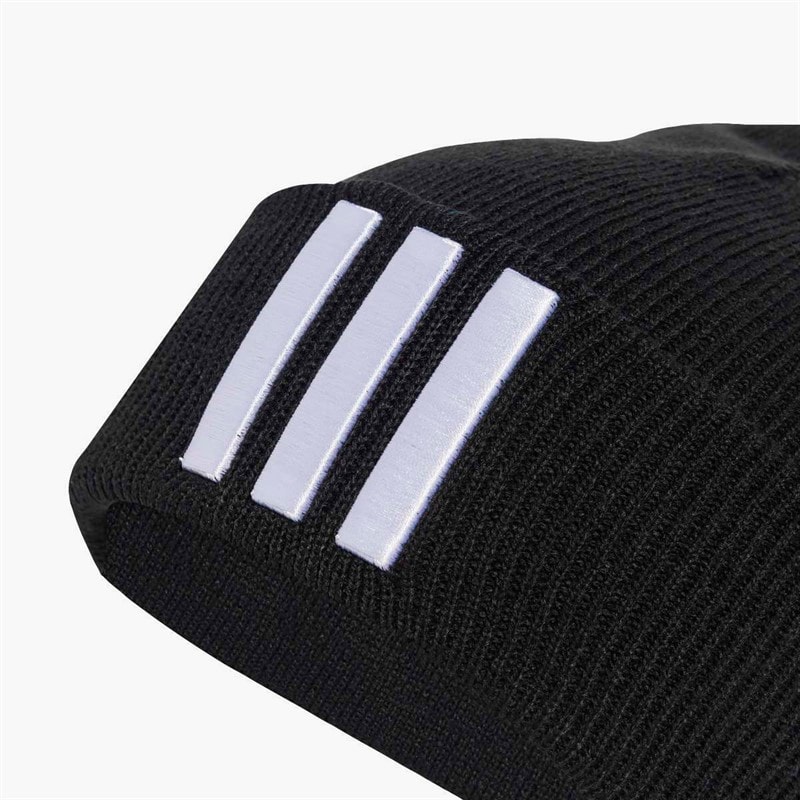 Mens 3-Stripes Beanie Black/White - Image 3
