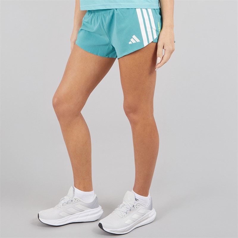 adidas Womens Adizero Gel Pocket Running Shorts Powder Teal