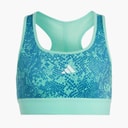 Junior Girls Aeroready Powerreact Animal Print Padded Sports Bra Easy Green/Blue Fusion/White