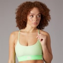 Womens Hyperglam Rib Light Support Bralette Semi Green Spark/Lime Burst