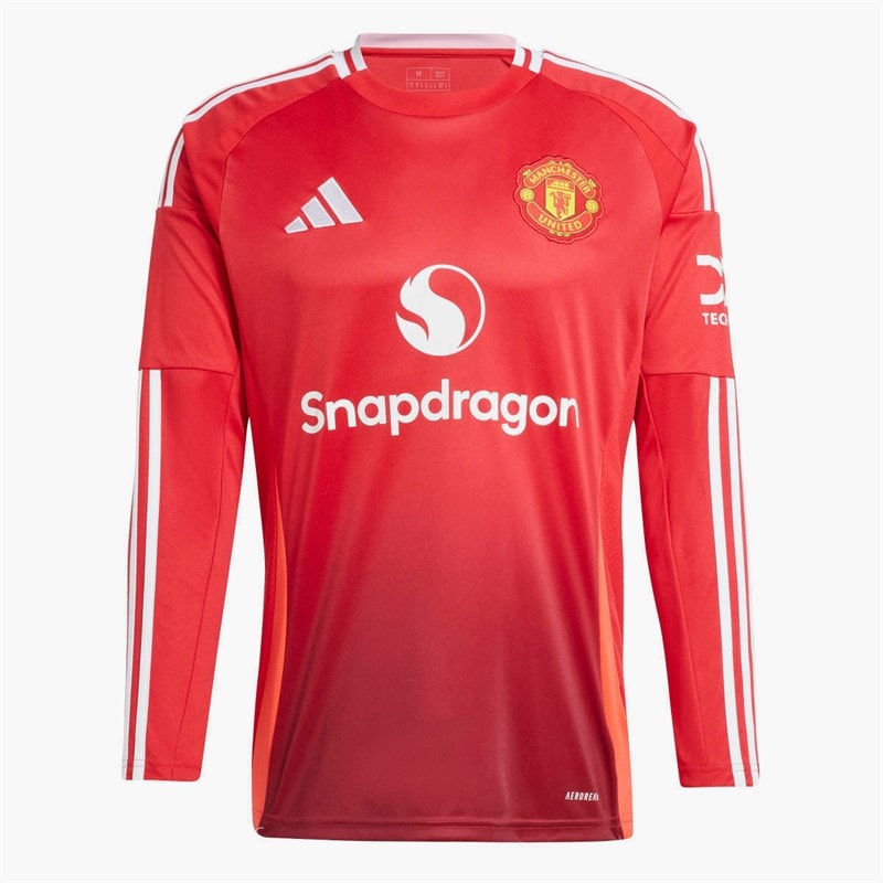 adidas Mens MUFC Manchester United 24/25 Home Long Sleeve Jersey MUFC Red