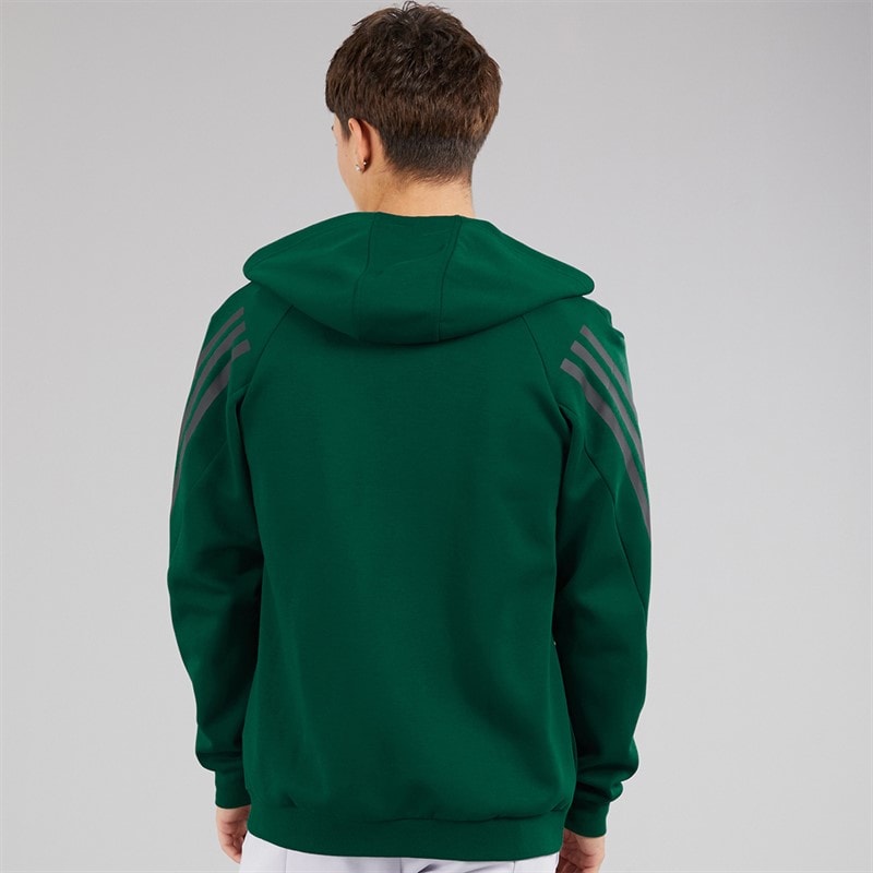 Mens Future Icons 3 Stripes Full Zip Hoodie Collegiate Green - Image 2