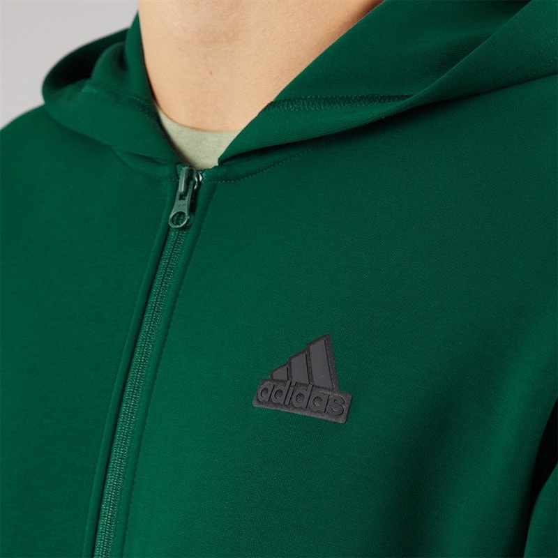 Mens Future Icons 3 Stripes Full Zip Hoodie Collegiate Green - Image 5