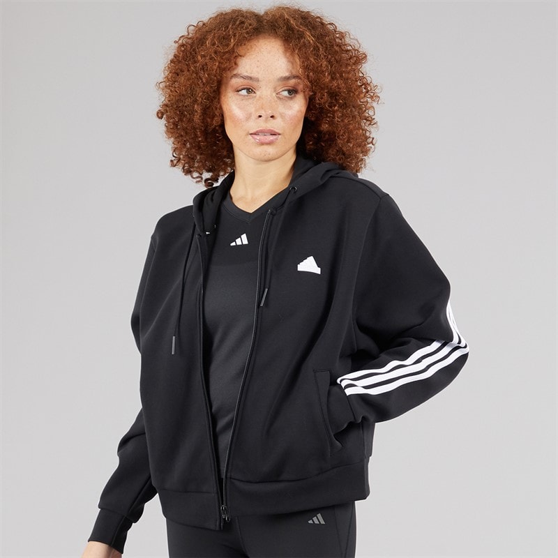 Womens Future Icons 3-Stripes Full Zip Hoodie Black - Image 1