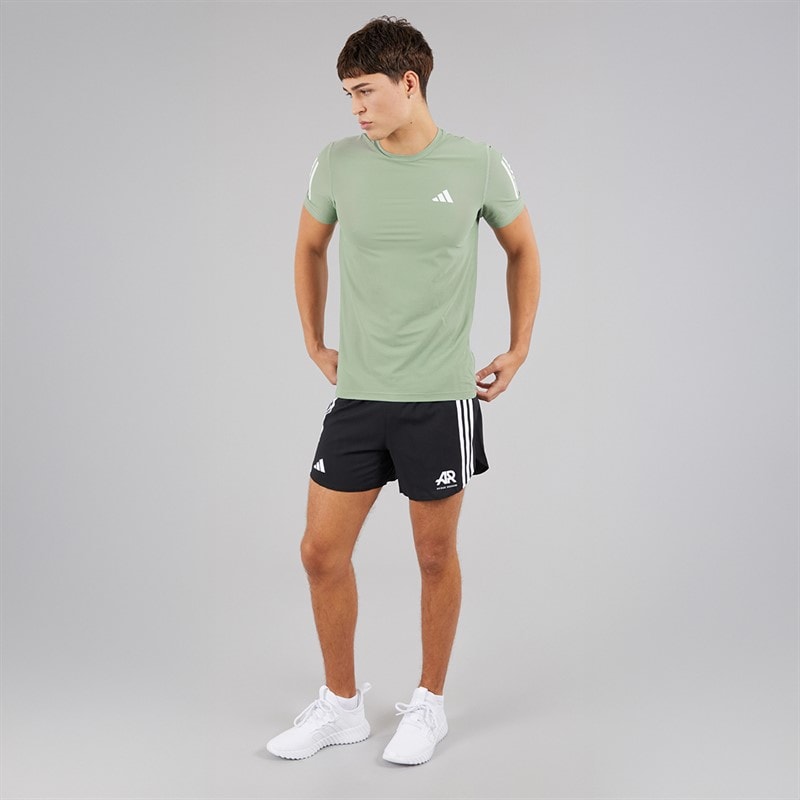 Mens Own The Run Running T-Shirt Silver Green - Image 4
