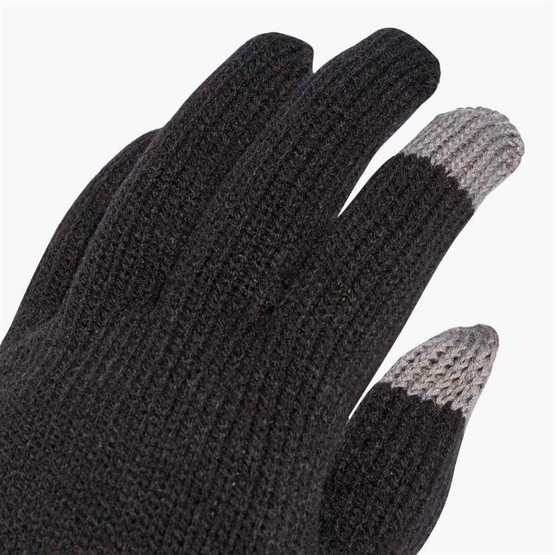 Mens Logo Knit Gloves Black - Image 2