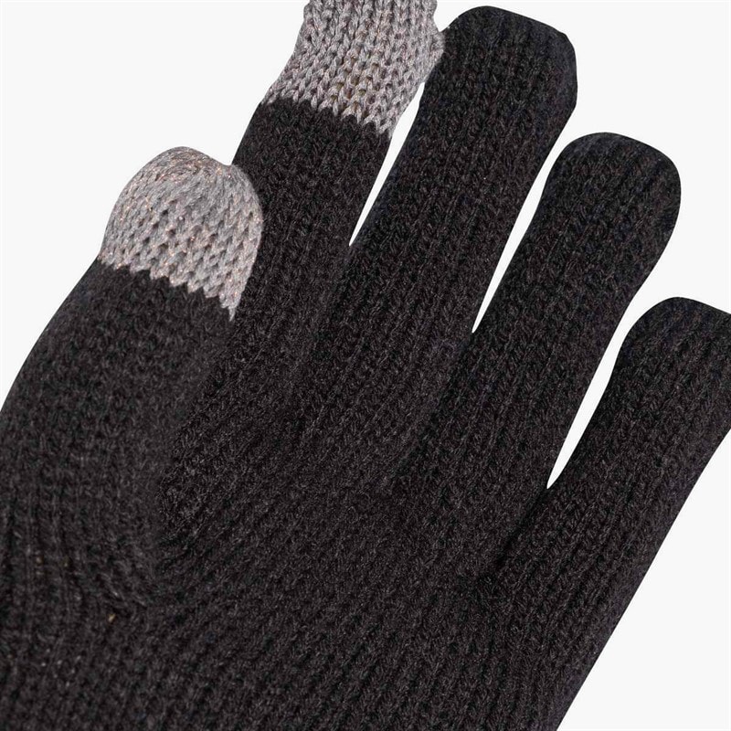 Mens Logo Knit Gloves Black - Image 3