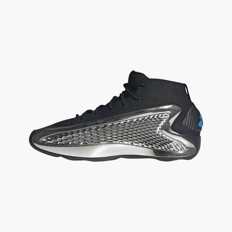 Mens Anthony Edwards 1 Mid ' Chrome' Basketball Shoes Core Black/Silver Metallic/Core Black - Image 5