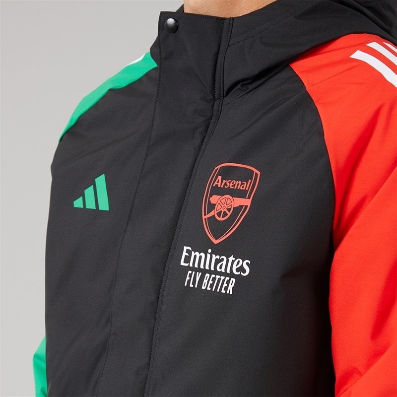 Mens AFC Arsenal FC 24/25 Tiro 24 European Stadium Parka Jacket Black - Image 3