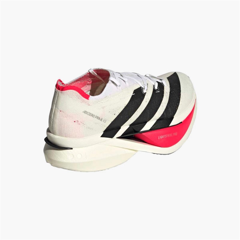 Mens Adizero Prime X3 Strung Neutral Running Shoes Cloud White/Core Black/Lucid Red - Image 3