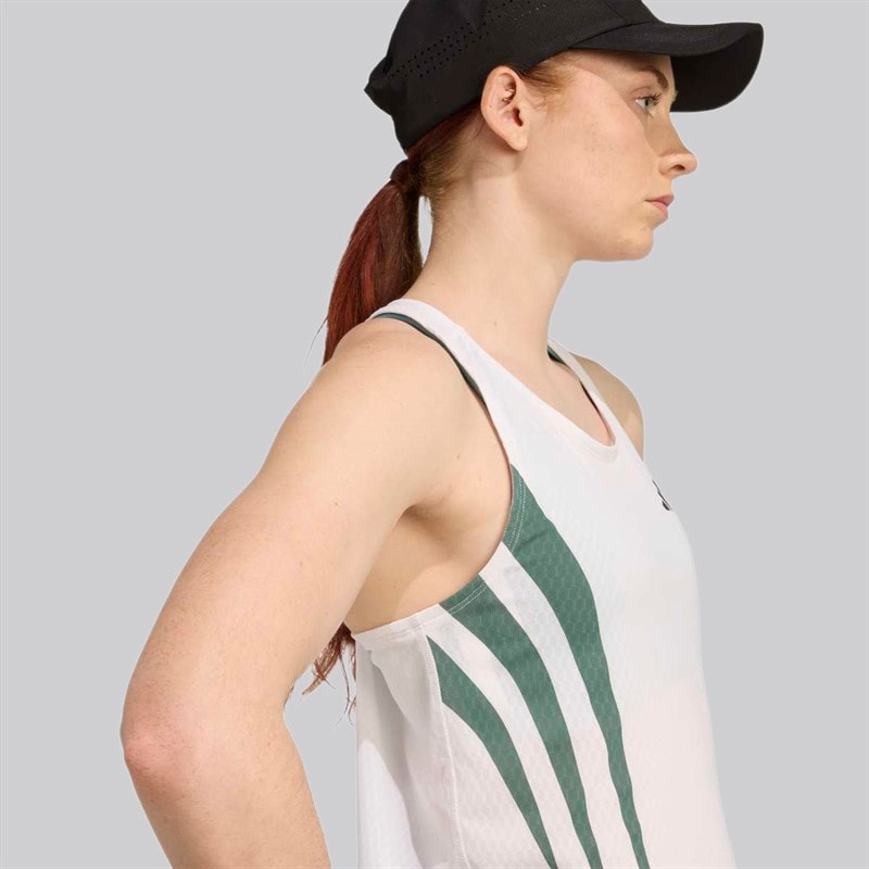 Womens Adizero Archive Running Singlet White/Preloved Teal - Image 5