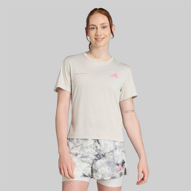 Womens Own The Run Melange Running T-Shirt Orbit Green Metallic - Image 1