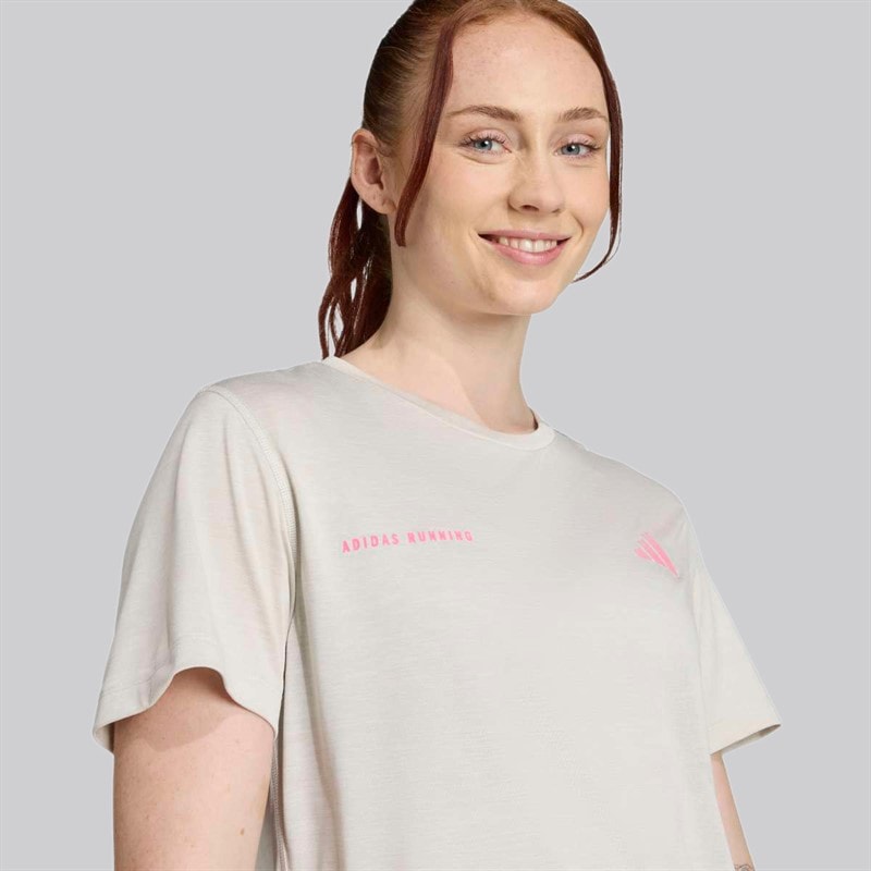 Womens Own The Run Melange Running T-Shirt Orbit Green Metallic - Image 3