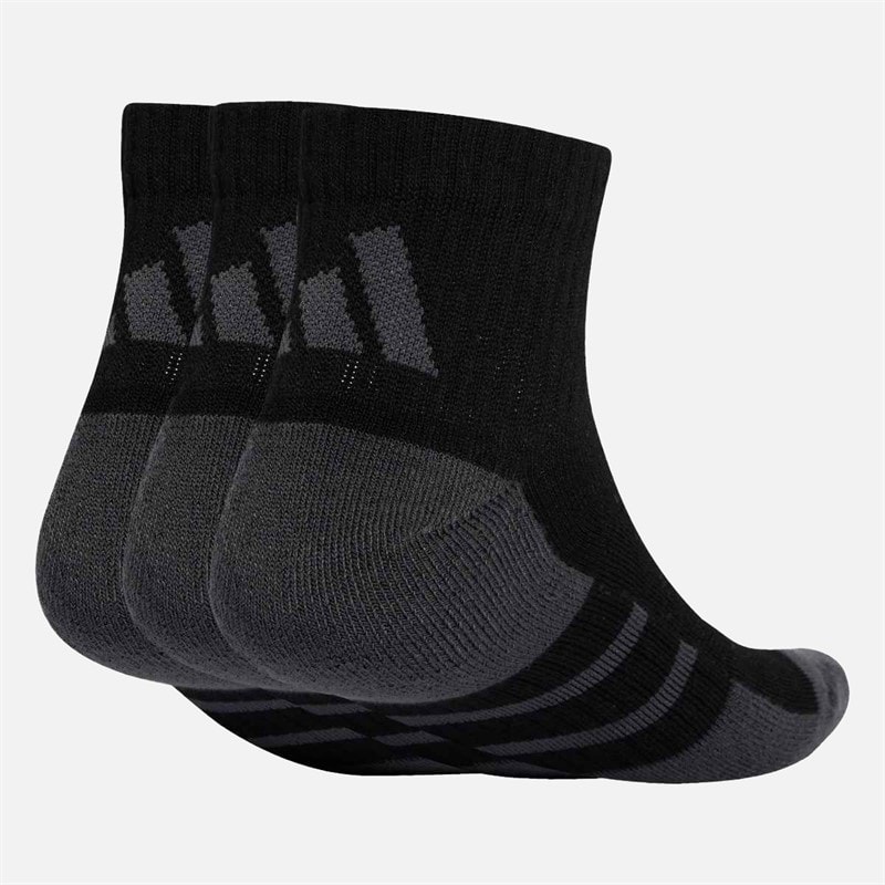Mens Essentials Climacool Three Pack Quarter Socks Black/Grey Six - Image 2