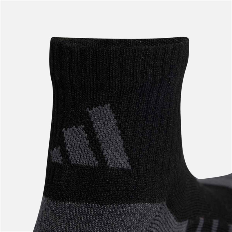 Mens Essentials Climacool Three Pack Quarter Socks Black/Grey Six - Image 4