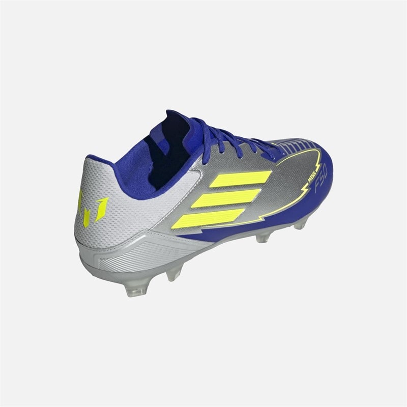 Mens F50 League Messi La Vida Rapida Pack FG/MG Firm Ground/Multi Ground Football Boots Silver Metallic/Solar Yellow/Lucid Blue - Image 3