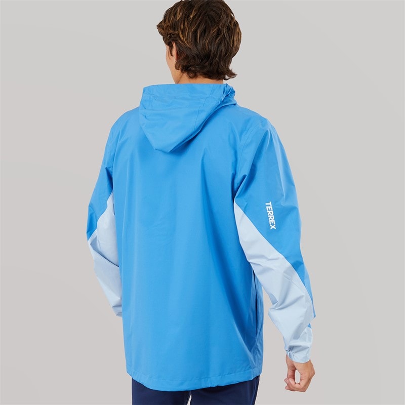 Mens Terrex Multi 2 Layer Climaproof Hooded Rain Jacket Ray Blue/Glow Blue - Image 2