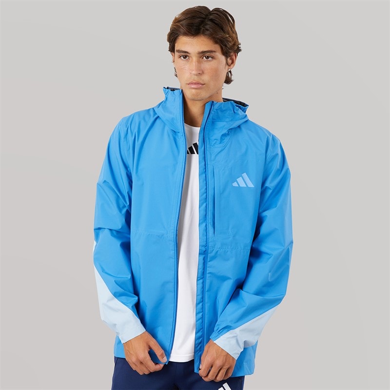 Mens Terrex Multi 2 Layer Climaproof Hooded Rain Jacket Ray Blue/Glow Blue - Image 3
