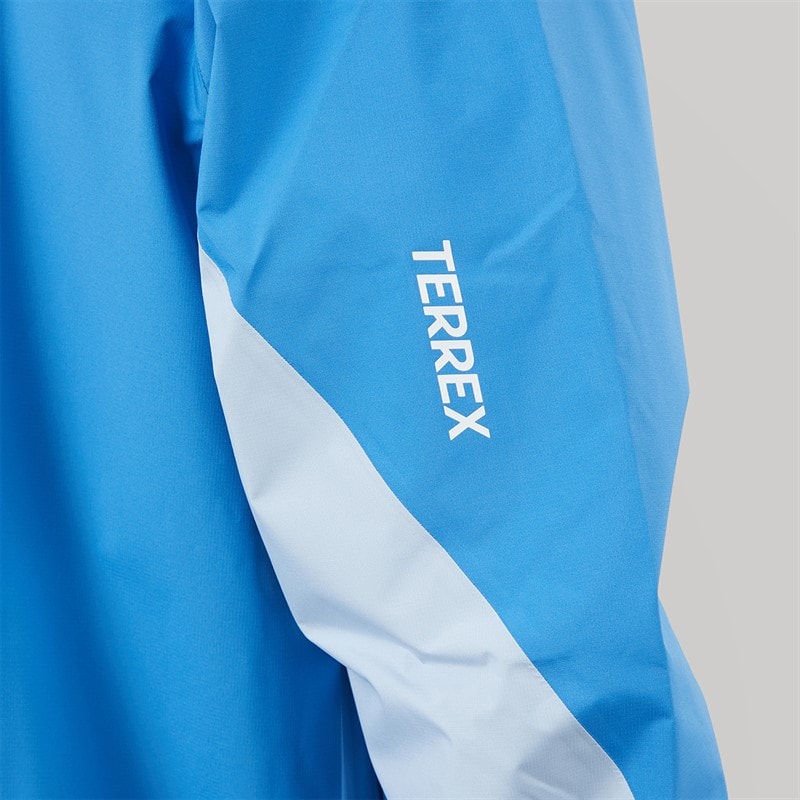 Mens Terrex Multi 2 Layer Climaproof Hooded Rain Jacket Ray Blue/Glow Blue - Image 5