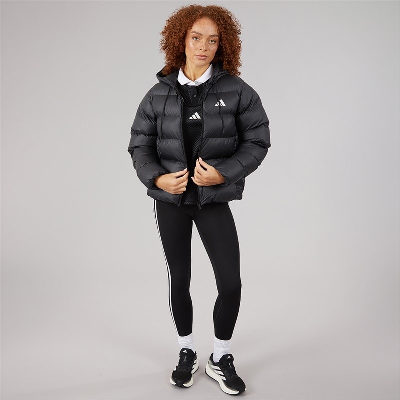 Womens Essentials Climawarm Synthetic Down Puffer Hooded Jacket Black - Image 4