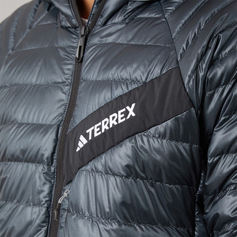 Mens Terrex Techrock Climawarm+ Down Insulated Hooded Jacket Carbon - Image 3