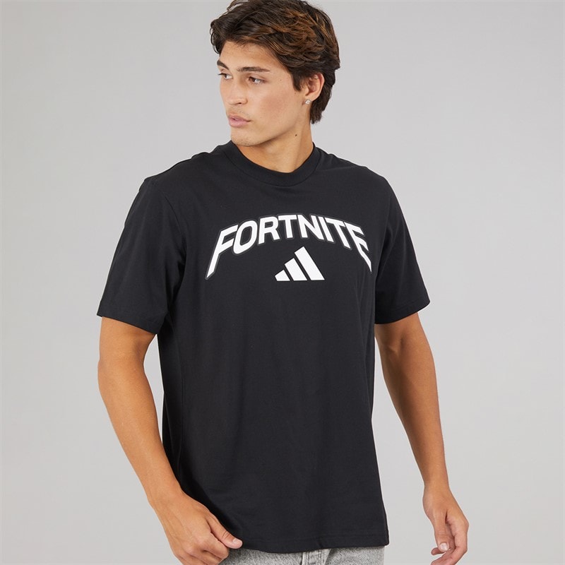 adidas Mens X Fortnite Logo Graphic T-Shirt Black