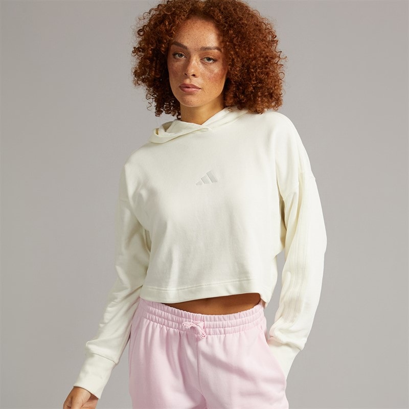 adidas Womens All SZN 3 Stripes Hoodie Off White