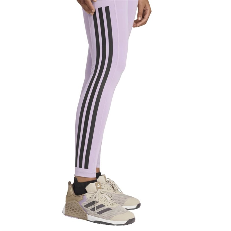 Womens Optime 3 Stripes Leggings Powder Plum - Image 5