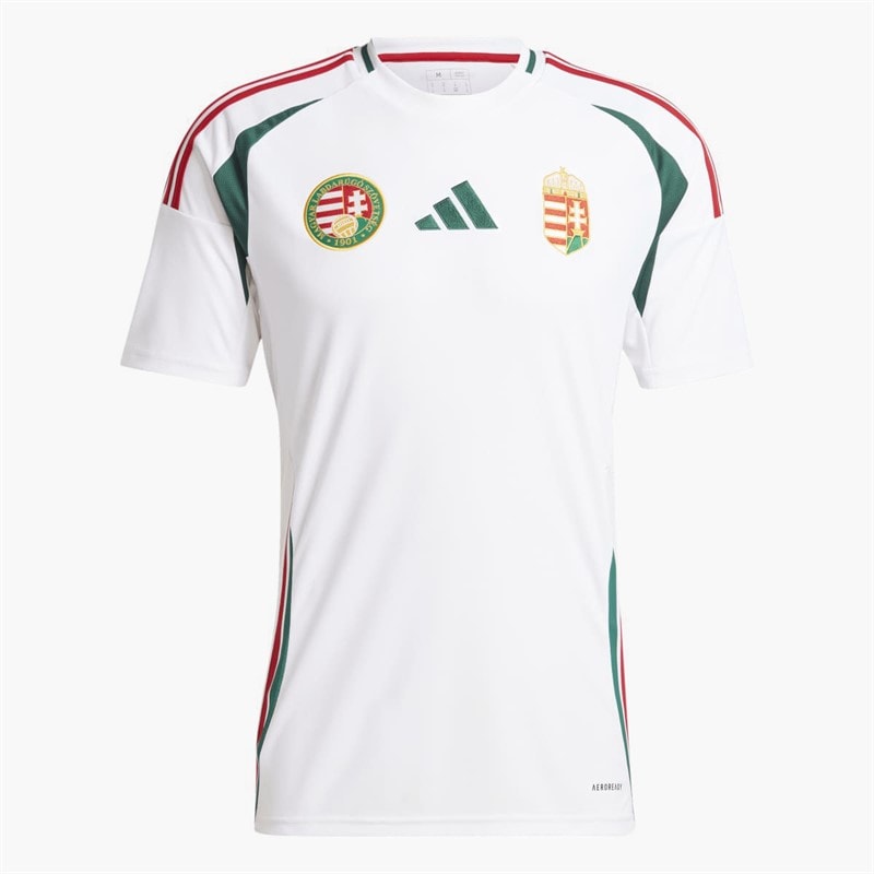 adidas Mens HFF Hungarian FF Away Jersey White/Collegiate Green/Team Victory Red