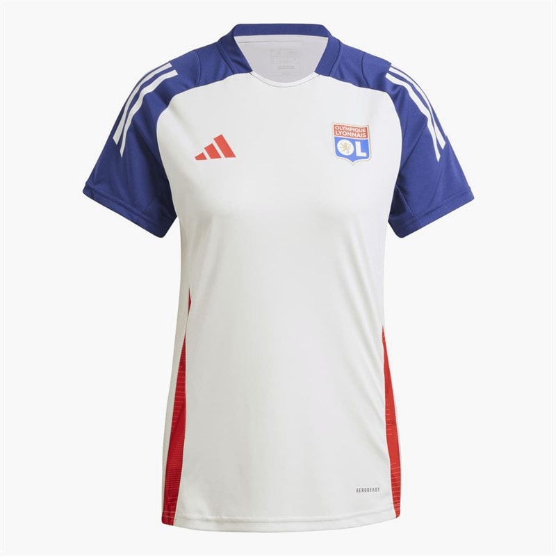 adidas Womens OL Olympique Lyonnais 24/25 Tiro 24 Training Jersey White Tint/Midnight Indigo/Bright Red