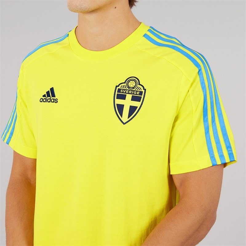 Mens SWE Sweden DNA 3-Stripes T-Shirt Bright Yellow - Image 2