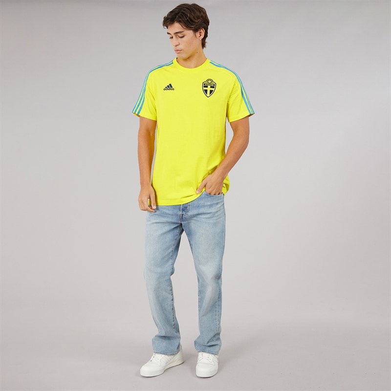 Mens SWE Sweden DNA 3-Stripes T-Shirt Bright Yellow - Image 3