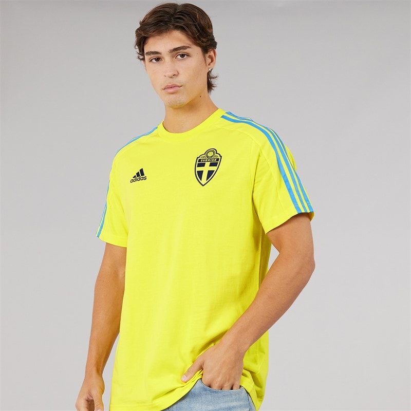 Mens SWE Sweden DNA 3-Stripes T-Shirt Bright Yellow - Image 4
