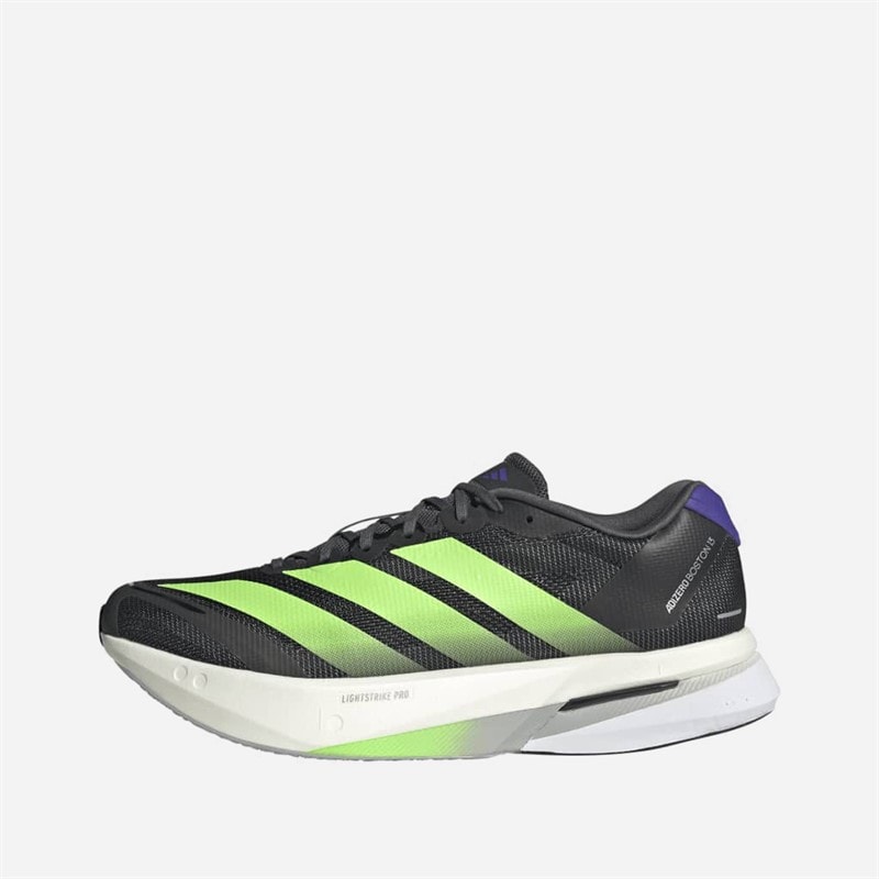adidas Mens Adizero Boston 13 Neutral Running Shoes Core Black Lime Burst/Energy Ink