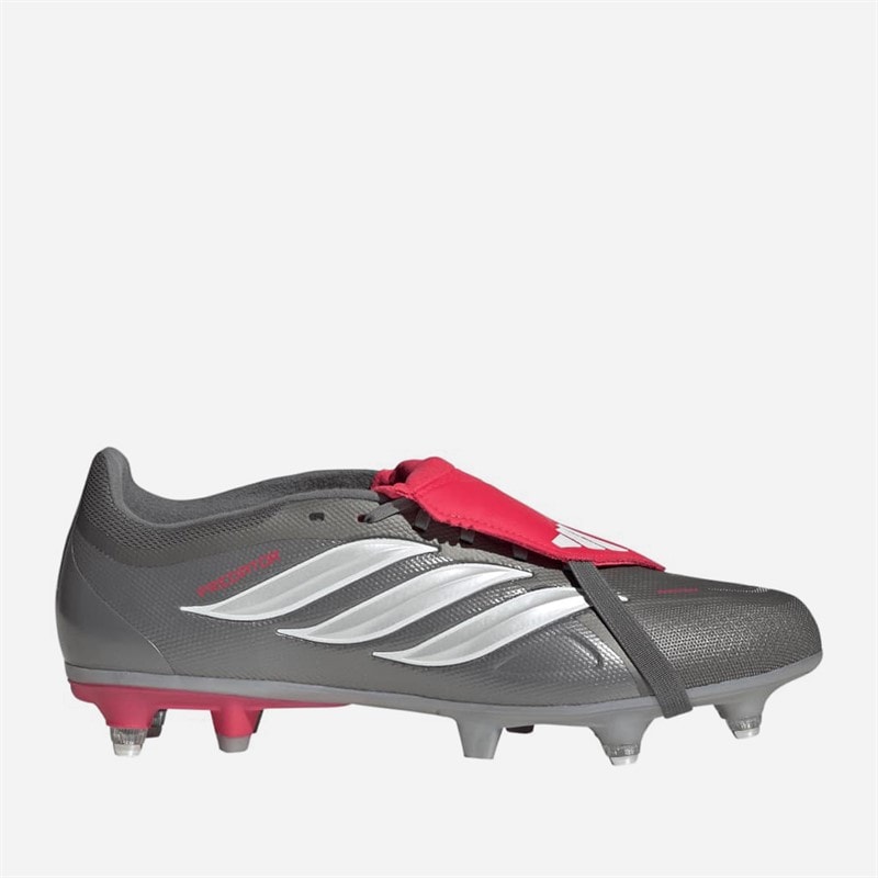 adidas Mens Predator League Finishers Steel Pack Fold Over Tongue SG Soft Ground Football Boots Iron Metallic/Zero Metalic/Lucid Red