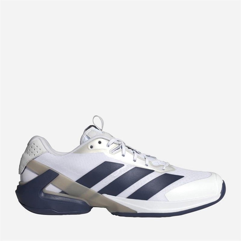adidas Mens Adizero Ubersonic 5 Tennis Shoes Cloud White/Dark Blue/Silver Metallic