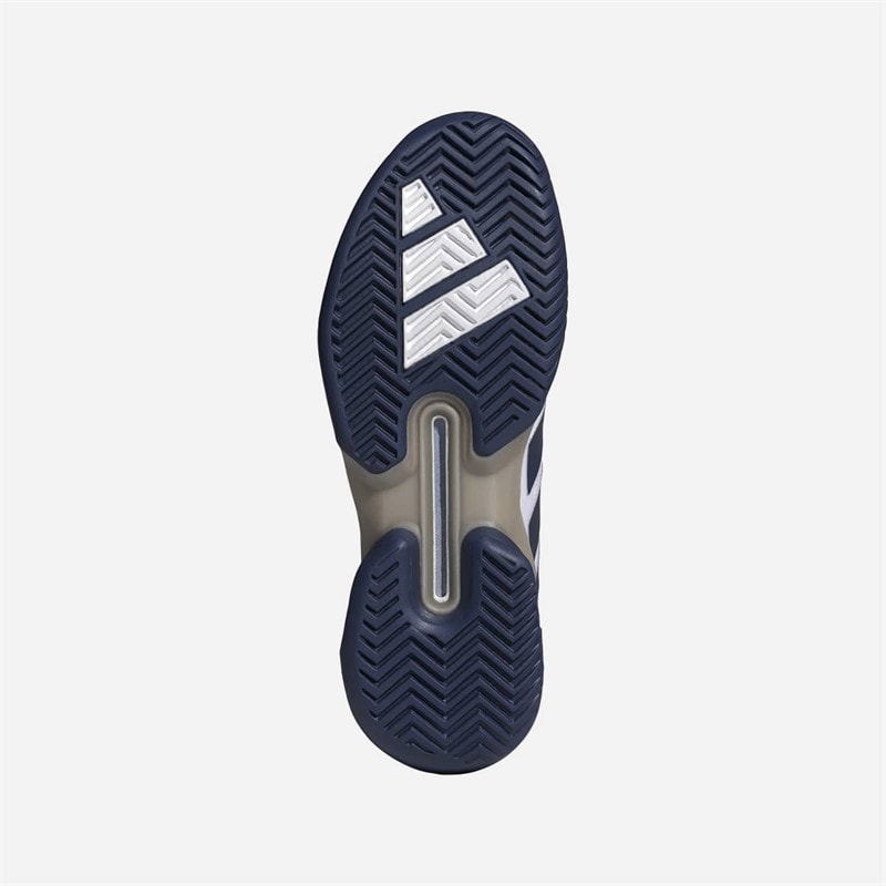 Mens Adizero Ubersonic 5 Tennis Shoes Cloud White/Dark Blue/Silver Metallic - Image 2