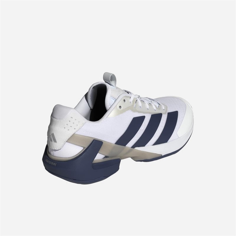 Mens Adizero Ubersonic 5 Tennis Shoes Cloud White/Dark Blue/Silver Metallic - Image 3