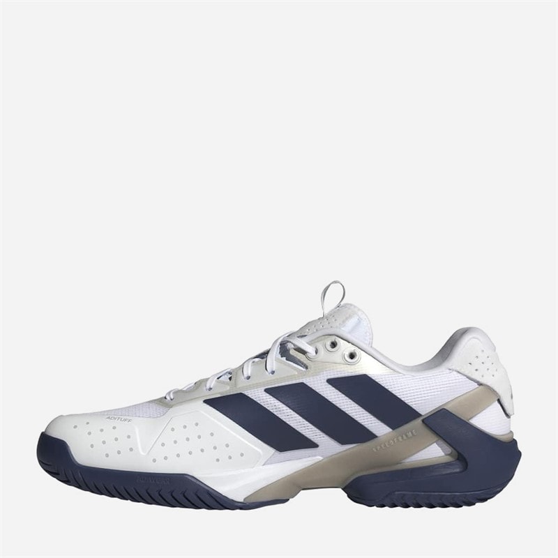 Mens Adizero Ubersonic 5 Tennis Shoes Cloud White/Dark Blue/Silver Metallic - Image 5