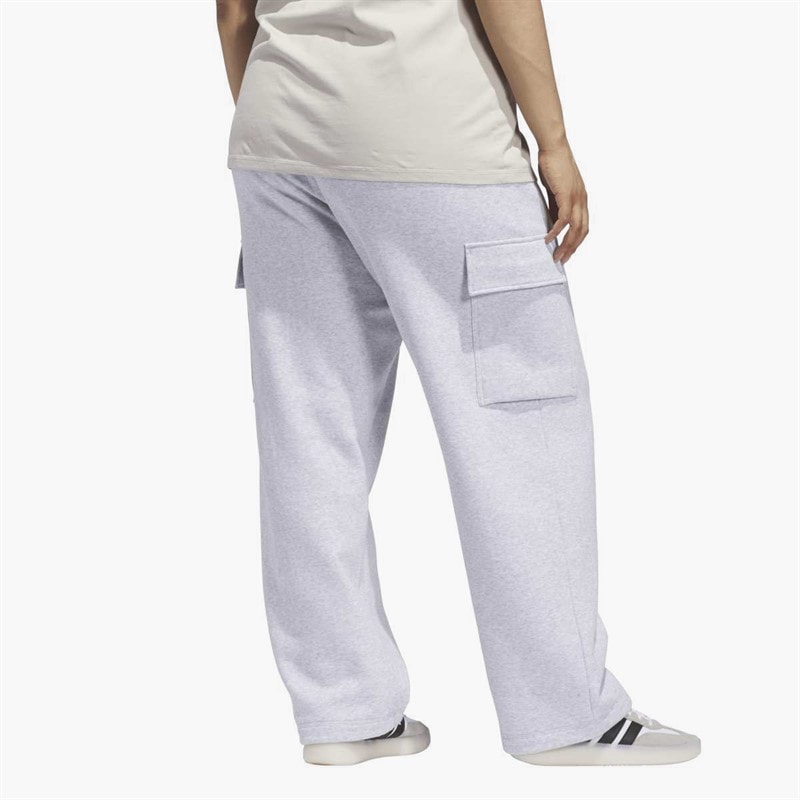 Womens Essentials Linear Logo Fleece Cargo Joggers Light Grey Heather - Image 2