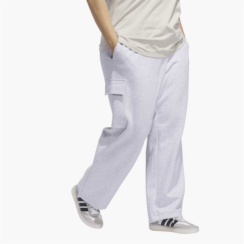 Womens Essentials Linear Logo Fleece Cargo Joggers Light Grey Heather - Image 3