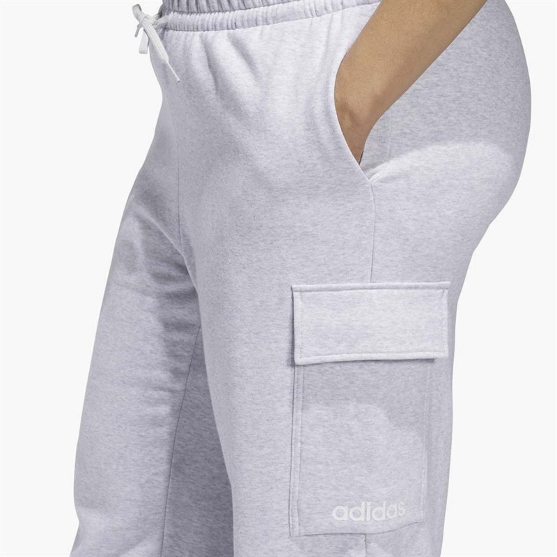 Womens Essentials Linear Logo Fleece Cargo Joggers Light Grey Heather - Image 4